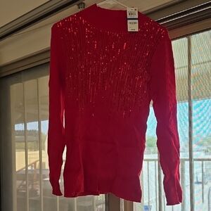 INC Red Sequin Sweater SIZE XL